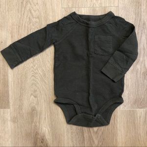 Infant Boy Henley Onesie Dark Gray 6-9M